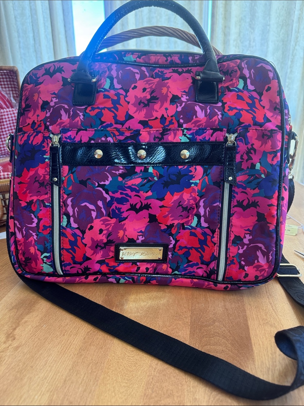 2010 Betsey Johnson Pink & Purple Floral Laptop Tote